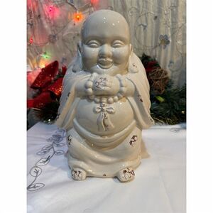 Vintage White Porcelain Happy Buddha Statue